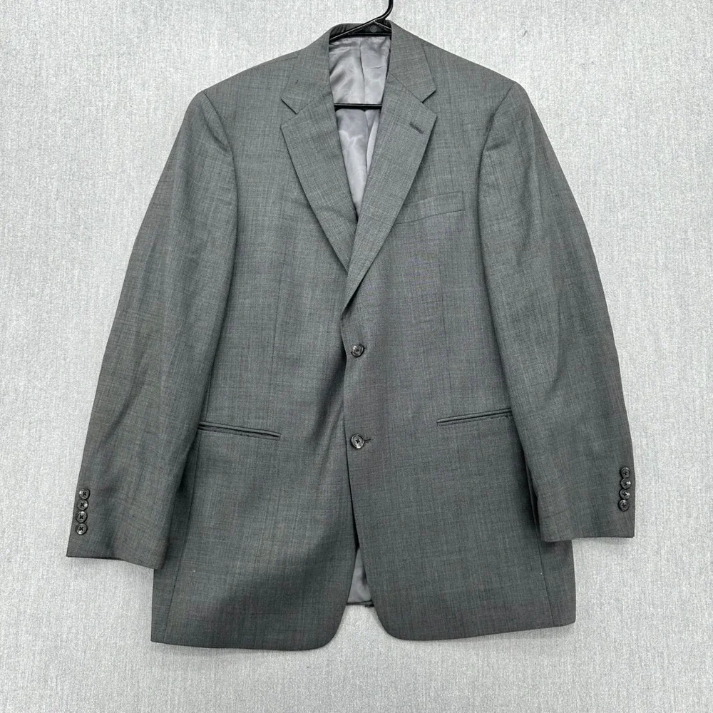 Hart Schaffner Marx Blazer Mens 42L Gray Two Button Suit Jacket Wool Blend